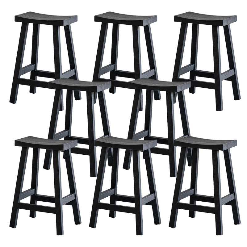 Solid Wood Bar Stools Black Backless Dining Stools with Footrest