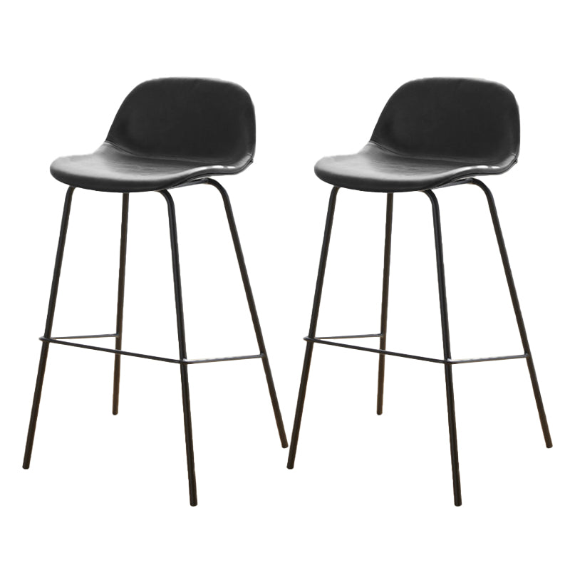 Low Back Dining Stools Faux Leather Bar Stools with Metal Base