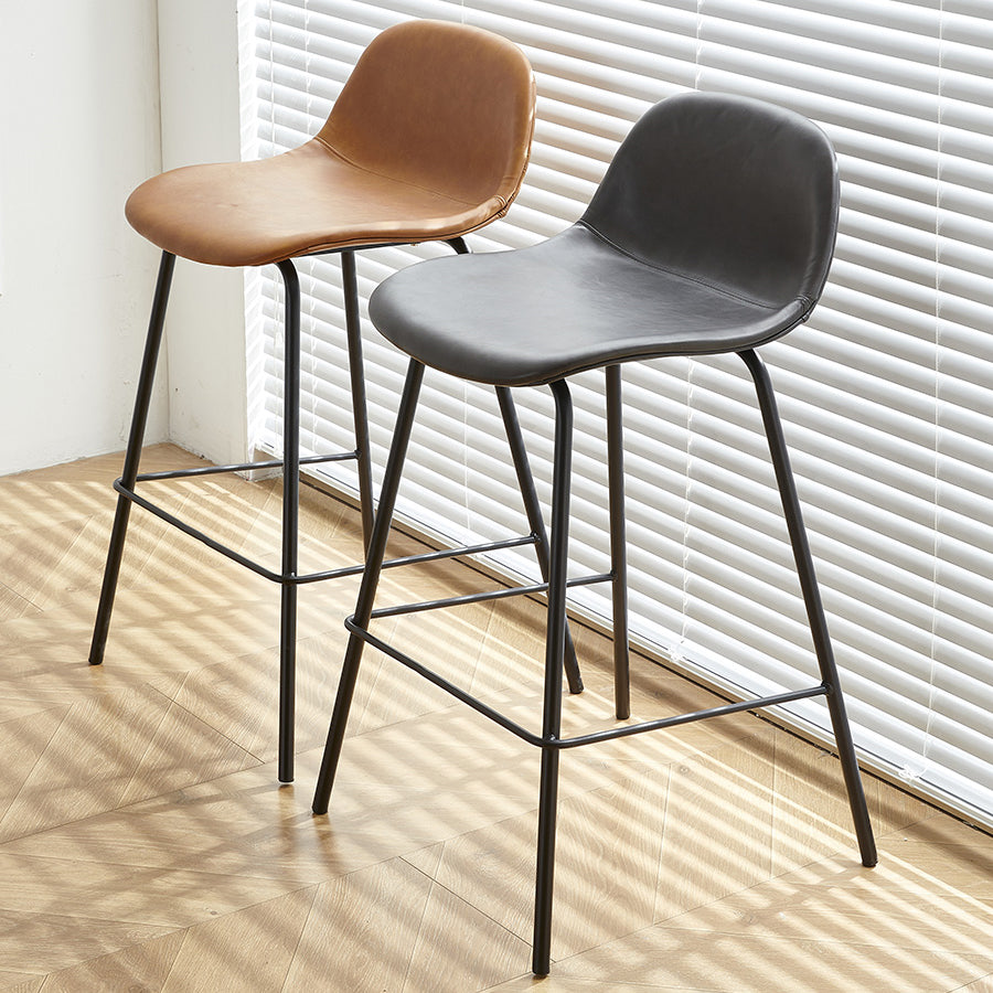 Low Back Dining Stools Faux Leather Bar Stools with Metal Base
