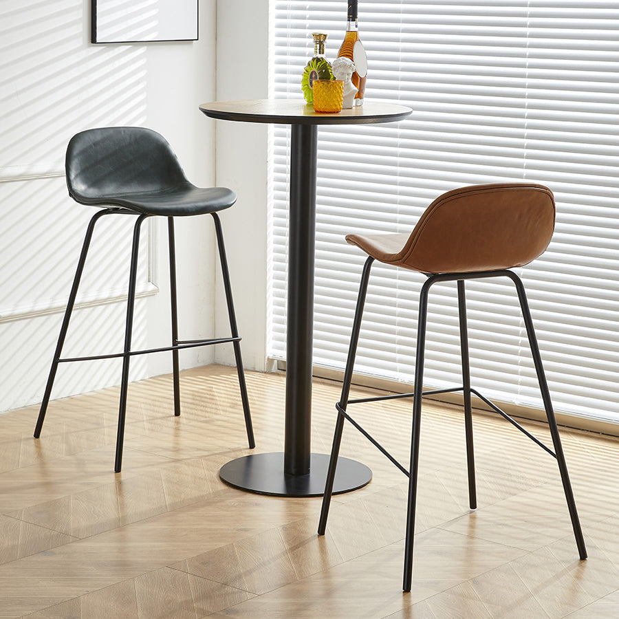 Low Back Dining Stools Faux Leather Bar Stools with Metal Base