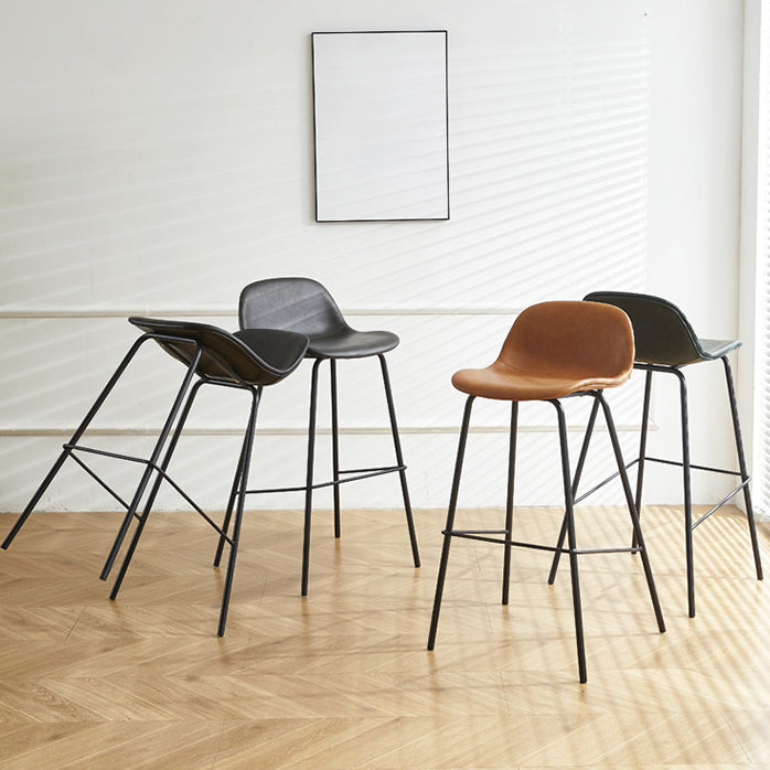 Low Back Dining Stools Faux Leather Bar Stools with Metal Base