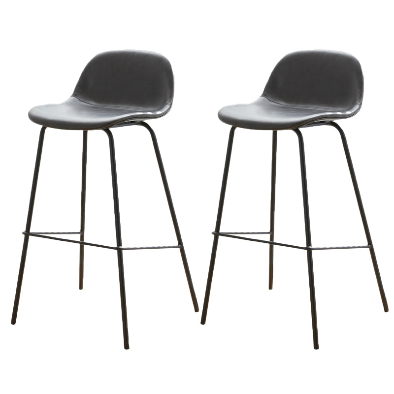 Low Back Dining Stools Faux Leather Bar Stools with Metal Base