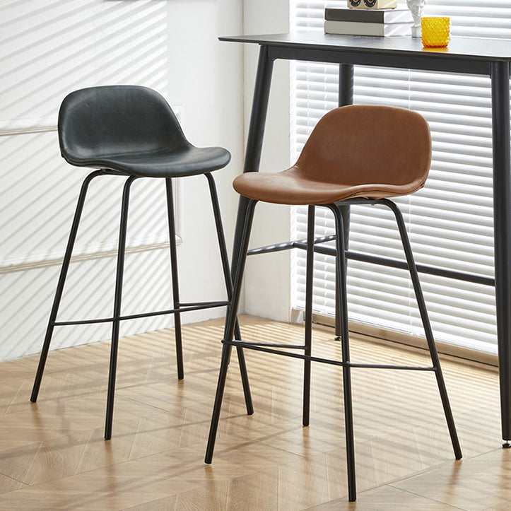 Low Back Dining Stools Faux Leather Bar Stools with Metal Base