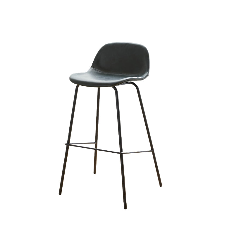 Low Back Dining Stools Faux Leather Bar Stools with Metal Base