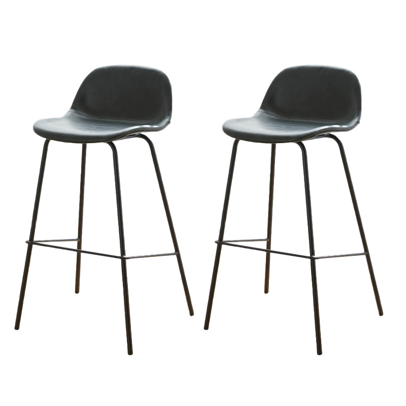 Low Back Dining Stools Faux Leather Bar Stools with Metal Base