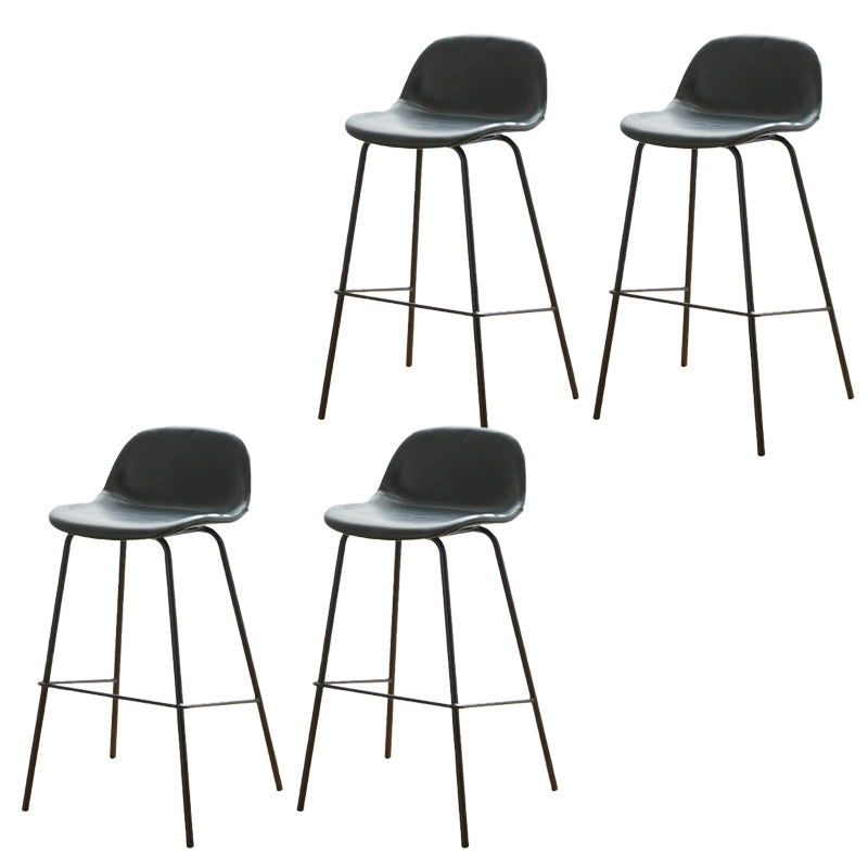 Low Back Dining Stools Faux Leather Bar Stools with Metal Base