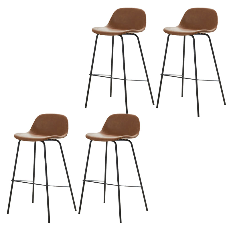 Low Back Dining Stools Faux Leather Bar Stools with Metal Base