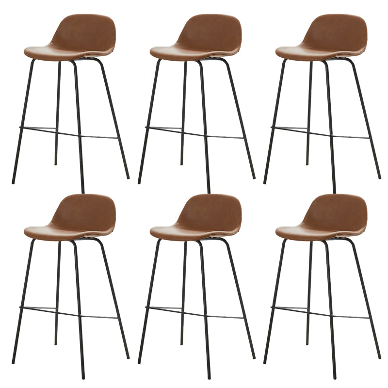 Low Back Dining Stools Faux Leather Bar Stools with Metal Base