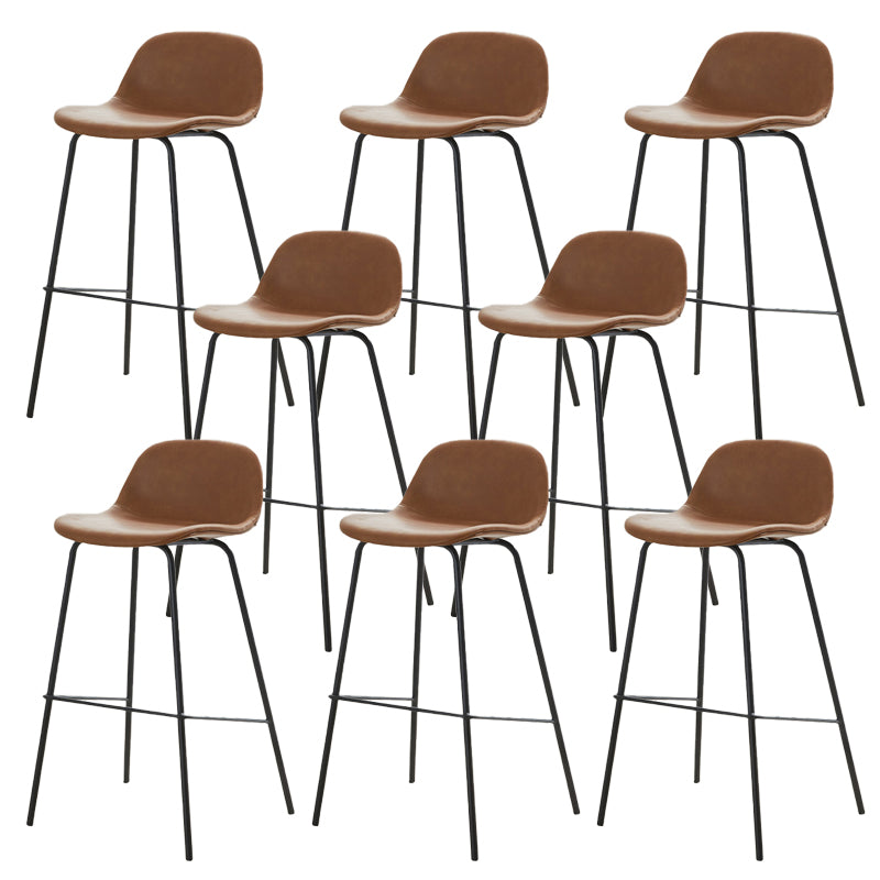 Low Back Dining Stools Faux Leather Bar Stools with Metal Base