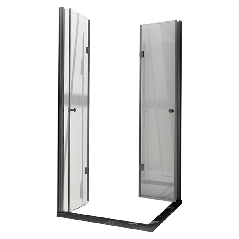 Black Folding Tempered Glass Shower Enclosure Transparent Shower Kit