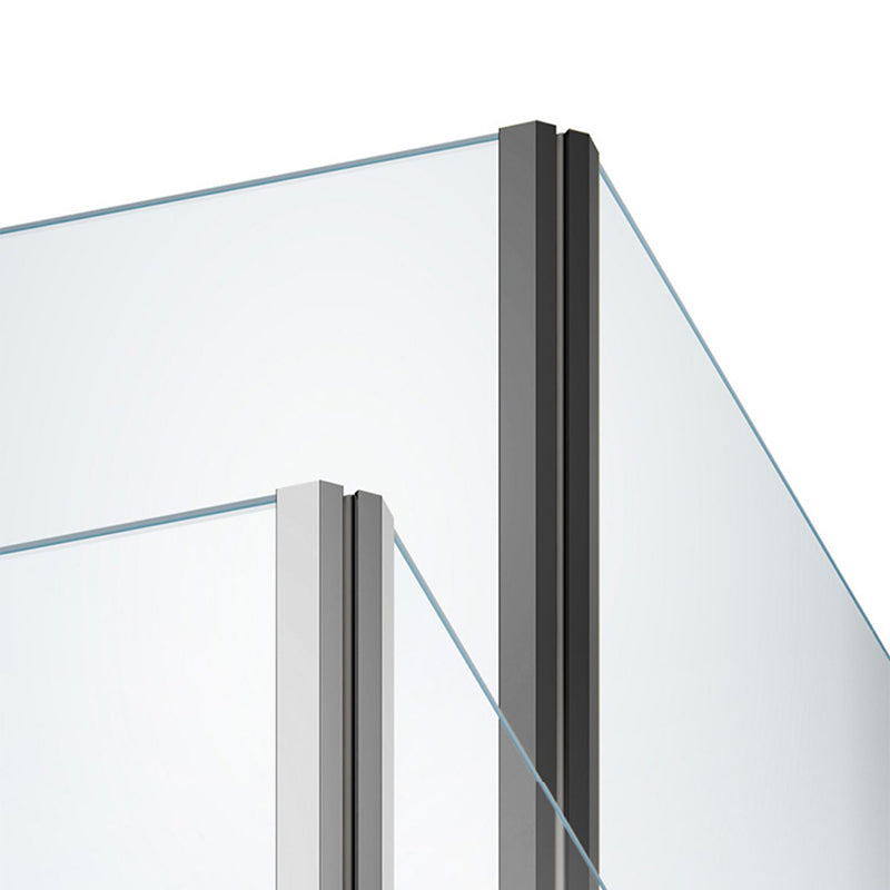 Black Folding Tempered Glass Shower Enclosure Transparent Shower Kit