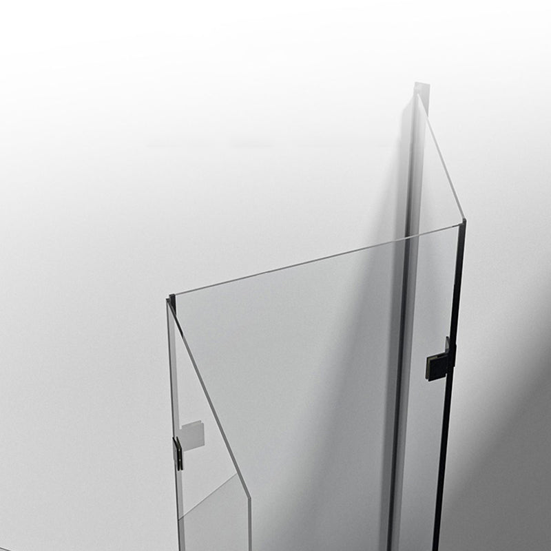 Black Folding Tempered Glass Shower Enclosure Transparent Shower Kit