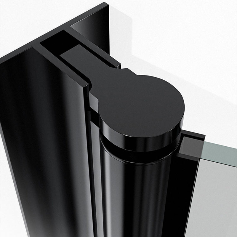 Black Folding Tempered Glass Shower Enclosure Transparent Shower Kit