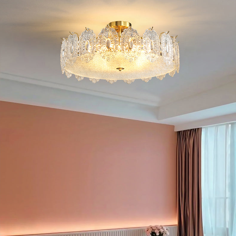 Modern Ceiling Lamp Household Flush Mount Light Fixture with Glass Shade for Bedroom