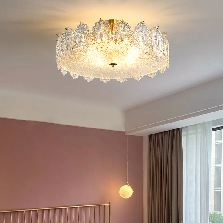 Modern Ceiling Lamp Household Flush Mount Light Fixture with Glass Shade for Bedroom