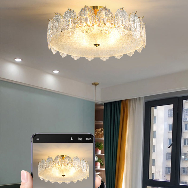 Modern Ceiling Lamp Household Flush Mount Light Fixture with Glass Shade for Bedroom
