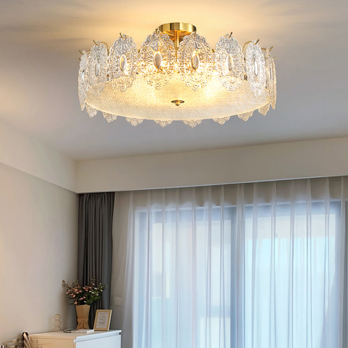 Modern Ceiling Lamp Household Flush Mount Light Fixture with Glass Shade for Bedroom