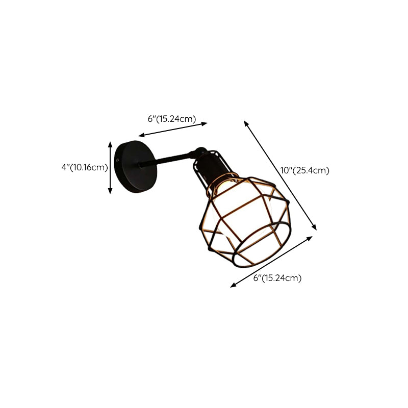 Geometric Wall Lighting Industrial Metal 1 Light Rustic Wall Sconces in Black