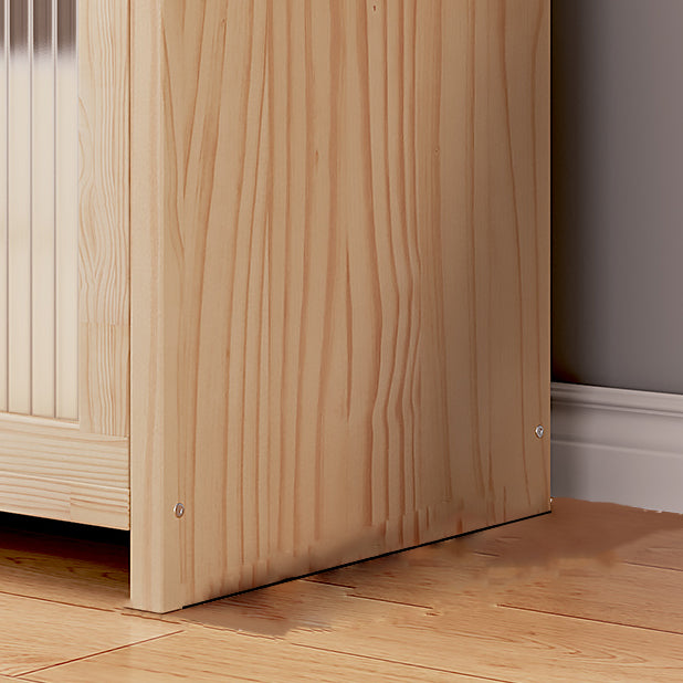Natural Contemporary Cabinet, Solid Wood Accent Cabinet with Doors