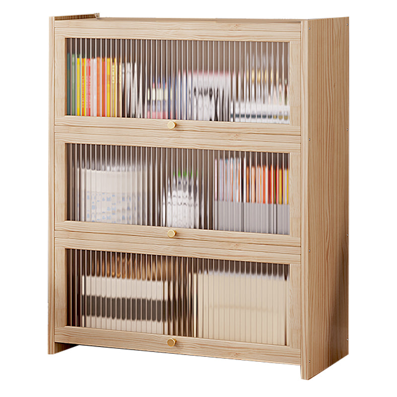 Natural Contemporary Cabinet, Solid Wood Accent Cabinet with Doors