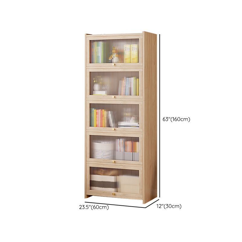 Natural Contemporary Cabinet, Solid Wood Accent Cabinet with Doors