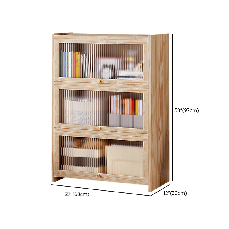 Natural Contemporary Cabinet, Solid Wood Accent Cabinet with Doors