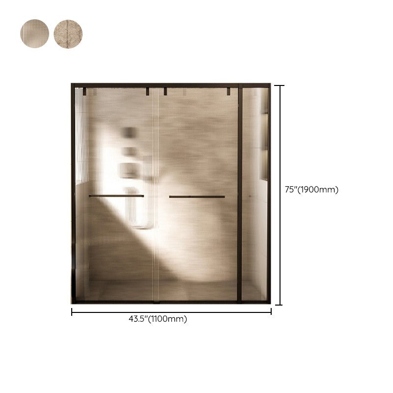 Double Sliding Shower Doors Black Tempered Glass Shower Bath Door