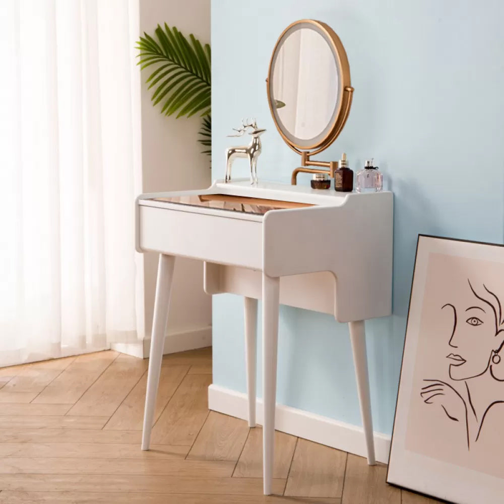 Modern Mirrored Glass Drawers Make-up Vanity with Storage for Bedroom