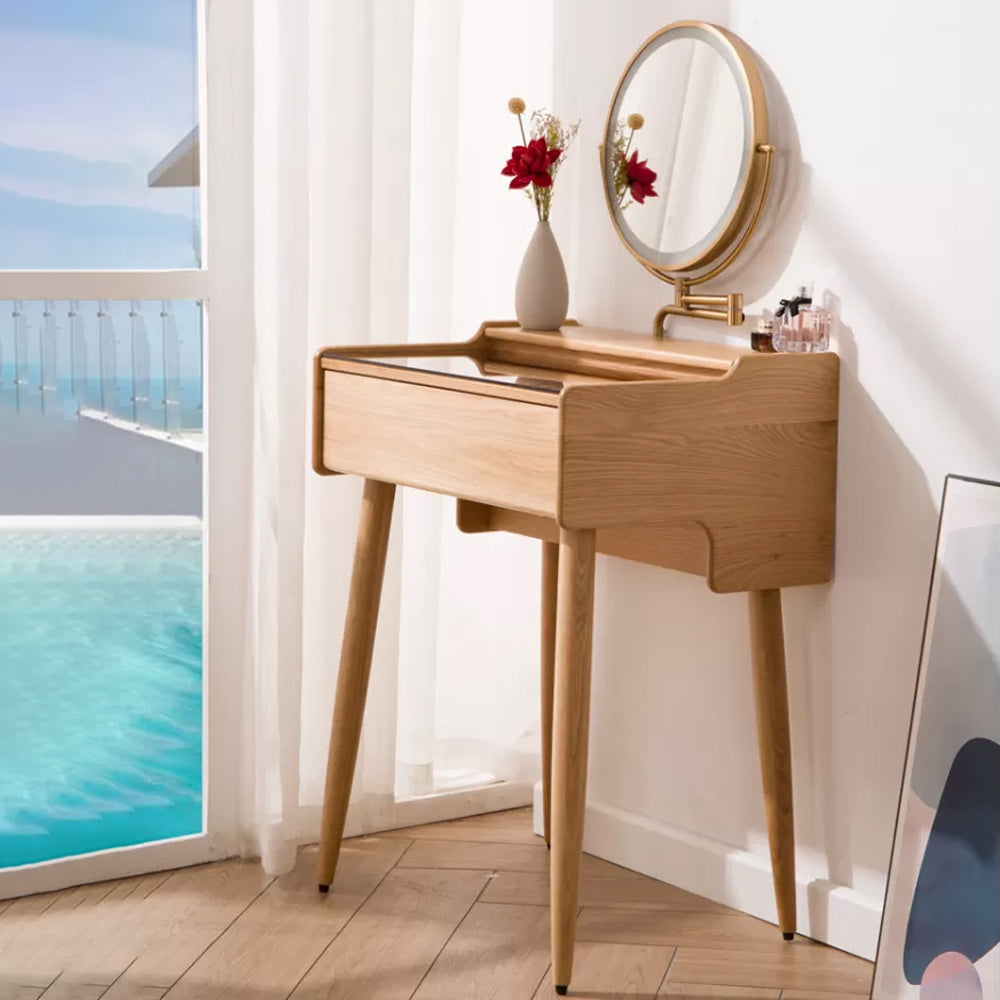 Modern Mirrored Glass Drawers Make-up Vanity with Storage for Bedroom