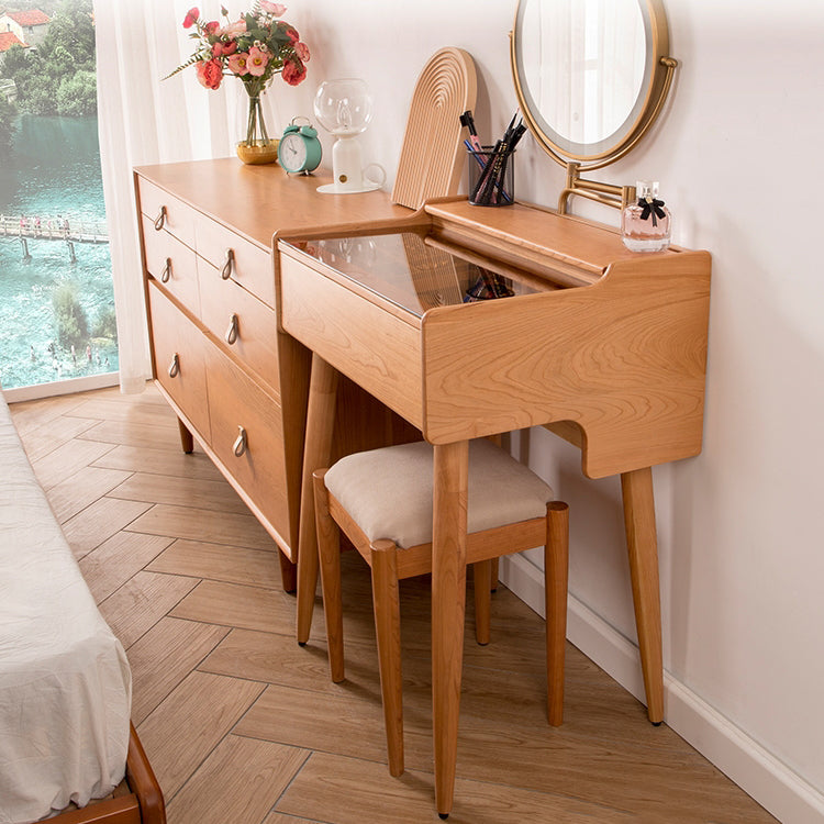 Modern Mirrored Glass Drawers Make-up Vanity with Storage for Bedroom