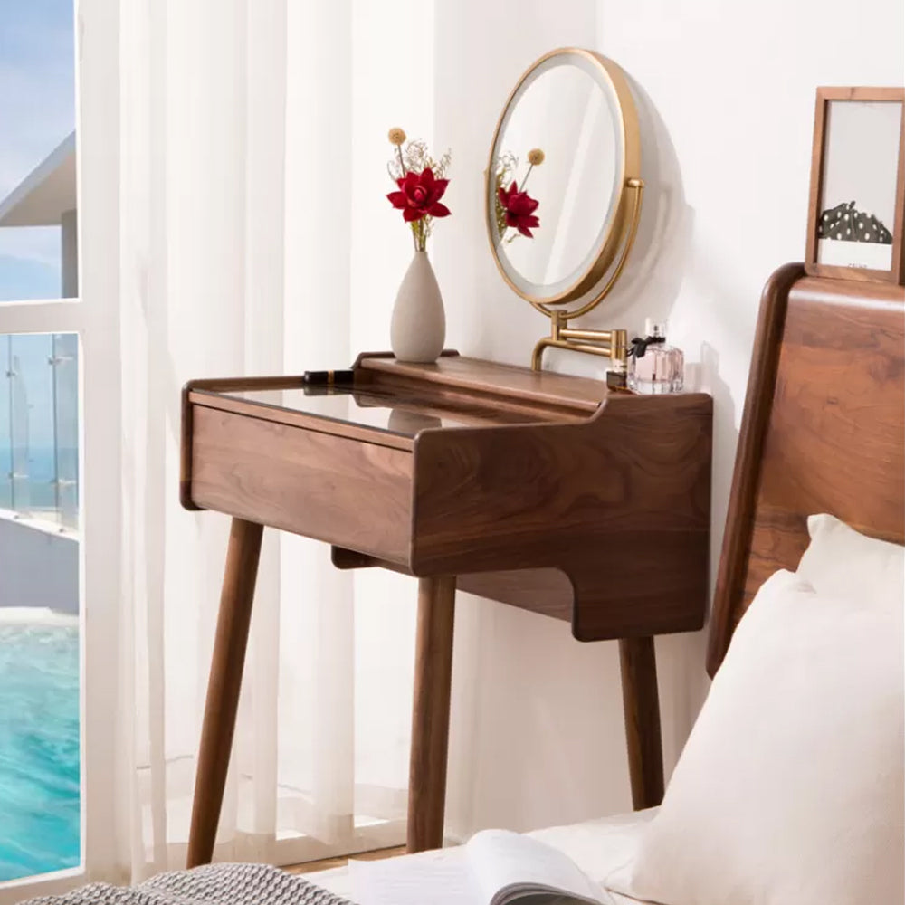 Modern Mirrored Glass Drawers Make-up Vanity with Storage for Bedroom