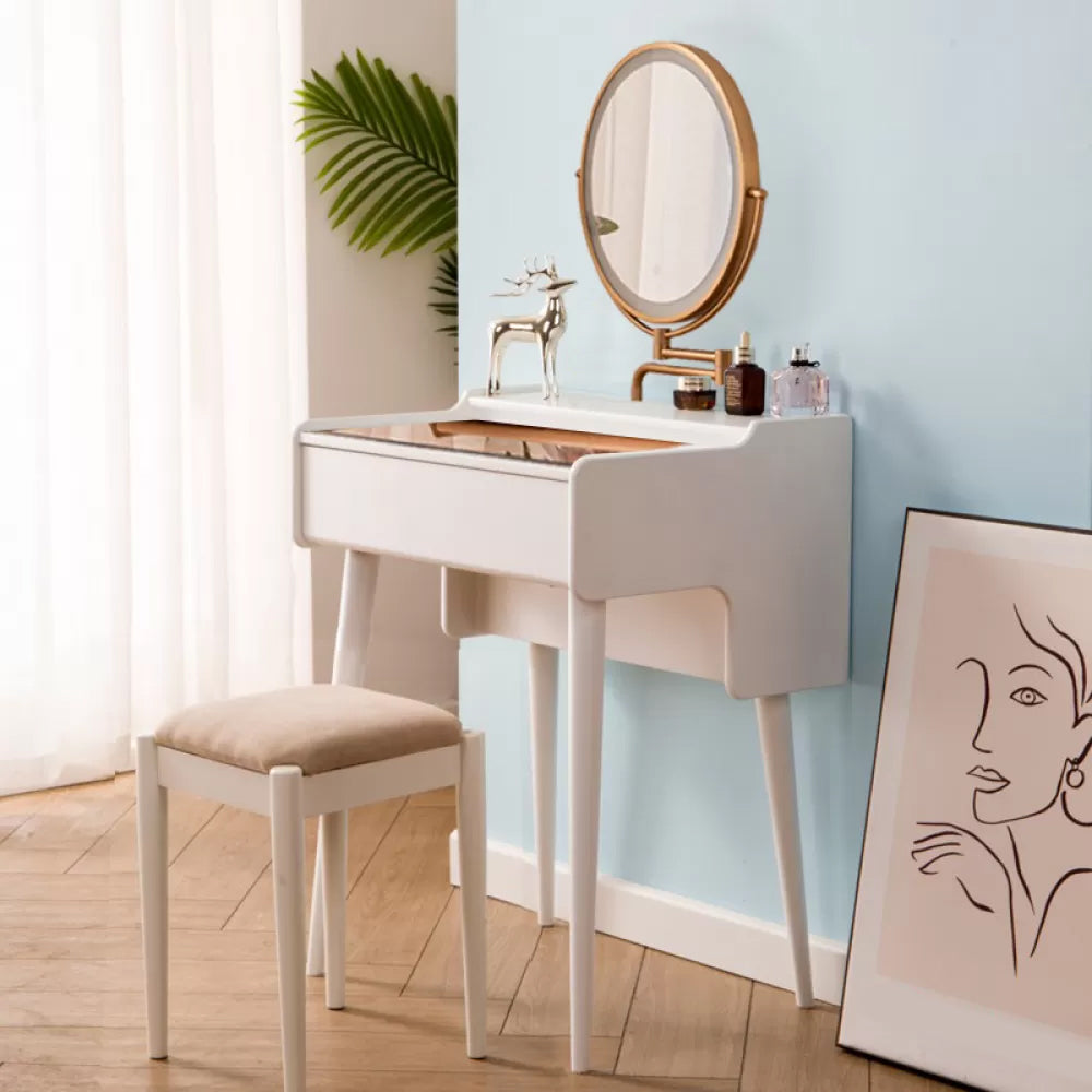Modern Mirrored Glass Drawers Make-up Vanity with Storage for Bedroom