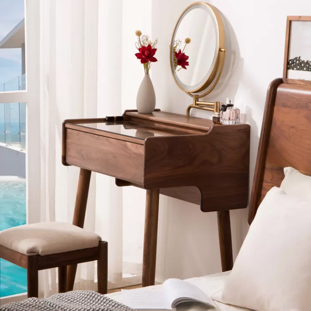 Modern Mirrored Glass Drawers Make-up Vanity with Storage for Bedroom