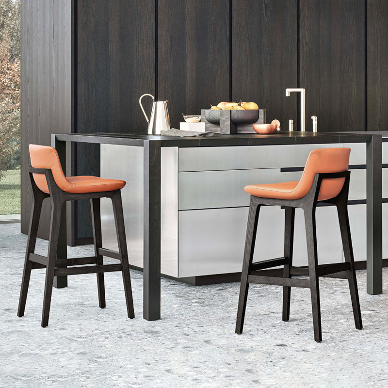 Scandinavian Indoor Bar Stools Solid Wood Stool with Footrest