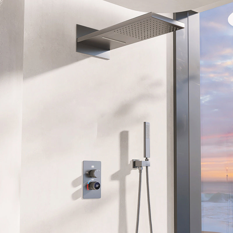 Modern Shower Head Combo Brass Wall Mounted Temperature Control Shower Set