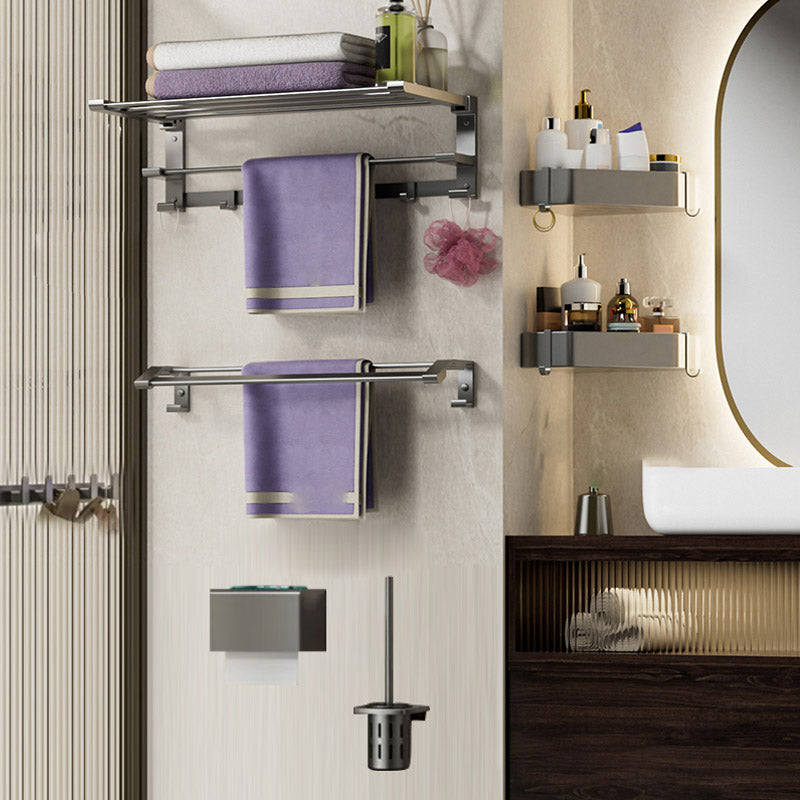 Modern Grey Bath Hardware Set Bath Shelf Towel Bar Bathroom Accessory Kit