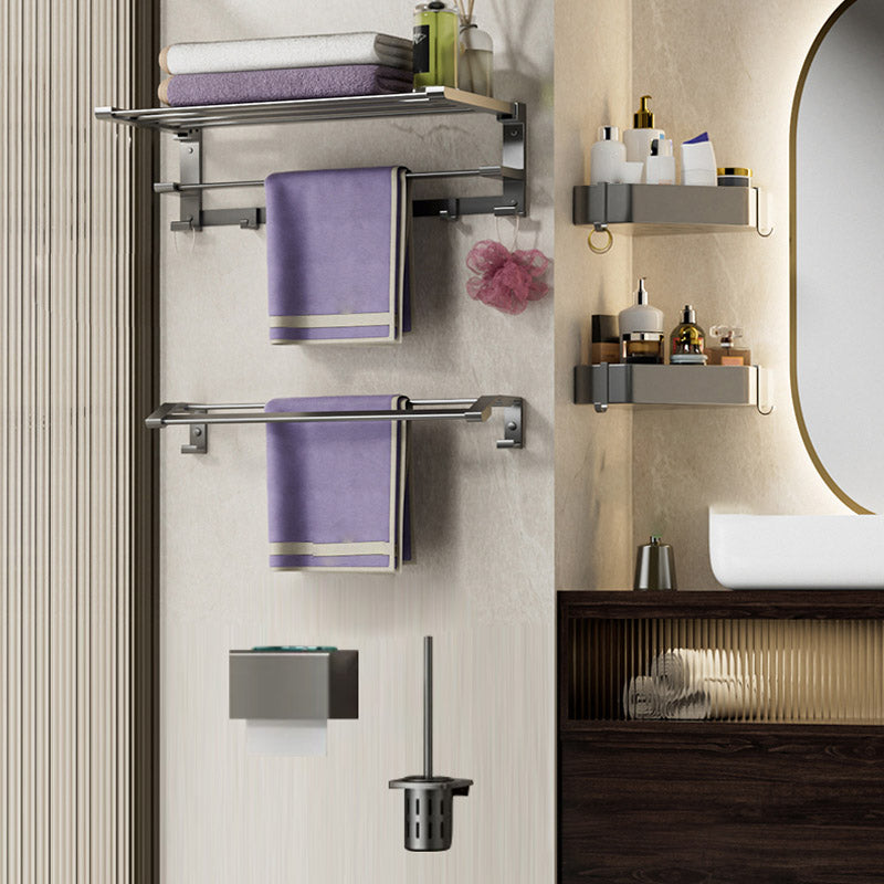 Modern Grey Bath Hardware Set Bath Shelf Towel Bar Bathroom Accessory Kit