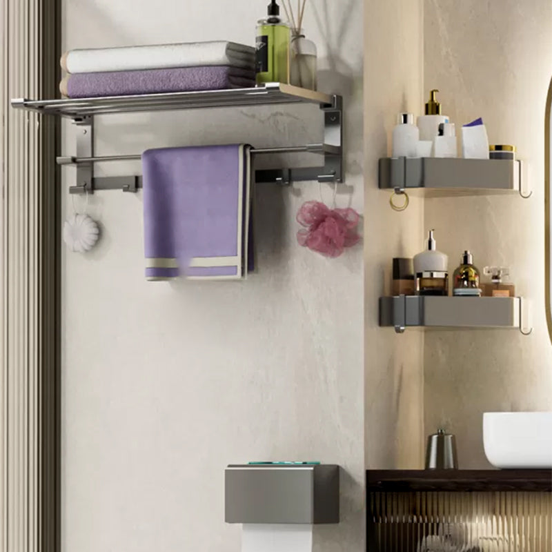 Modern Grey Bath Hardware Set Bath Shelf Towel Bar Bathroom Accessory Kit