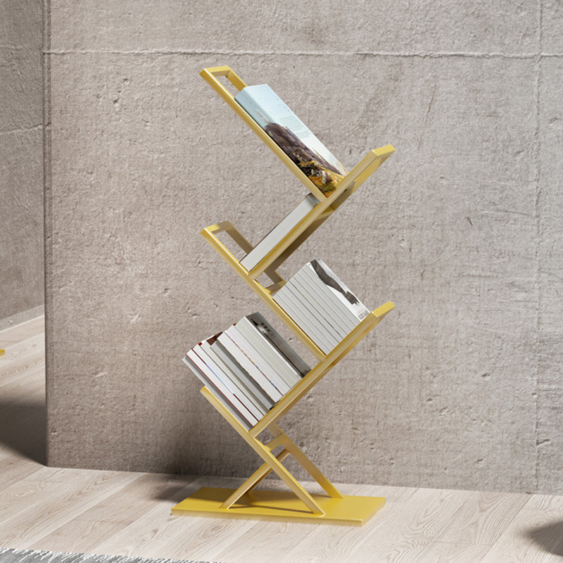 Standard Metal Bookcase Contemporary Open Back Bookshelf with Shelves