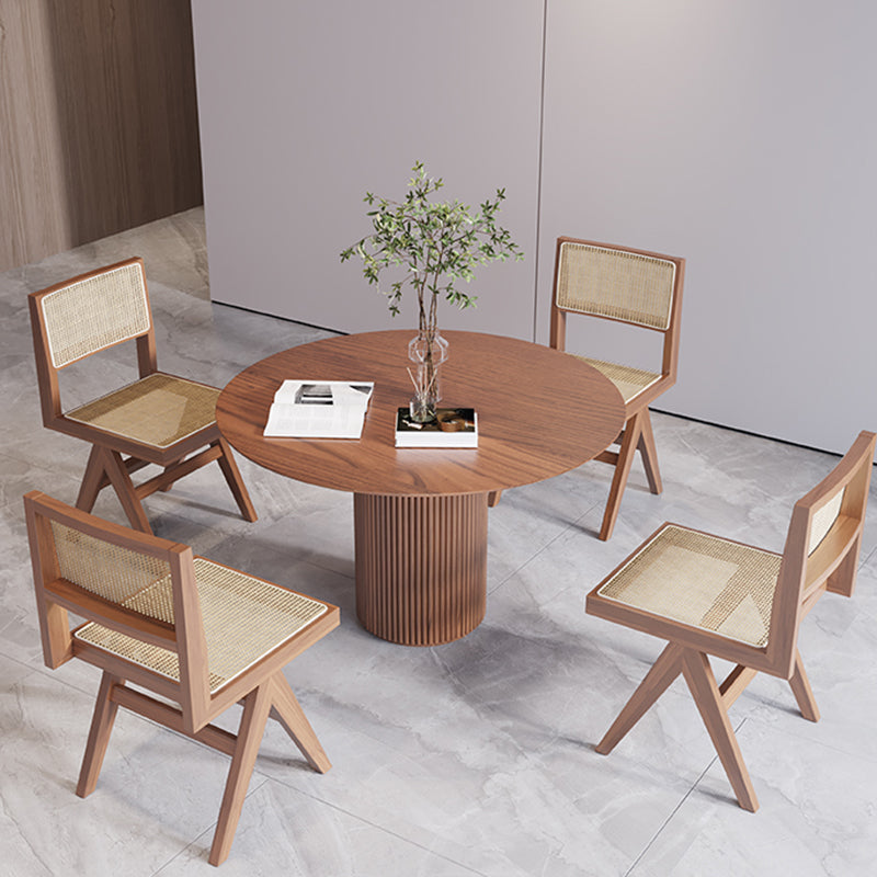 Modern Style Dinette Set 1/2/3/5 Pcs Round Solid Wood Dinette Table with Solid Chairs
