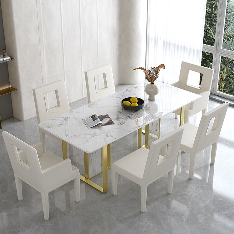 Glam Style Dinette Set 1/5/7 Pcs Dining Set with Rectangle Stone Table