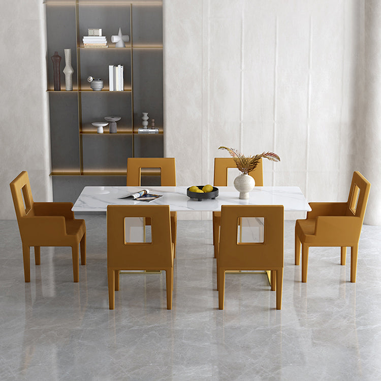 Glam Style Dinette Set 1/5/7 Pcs Dining Set with Rectangle Stone Table