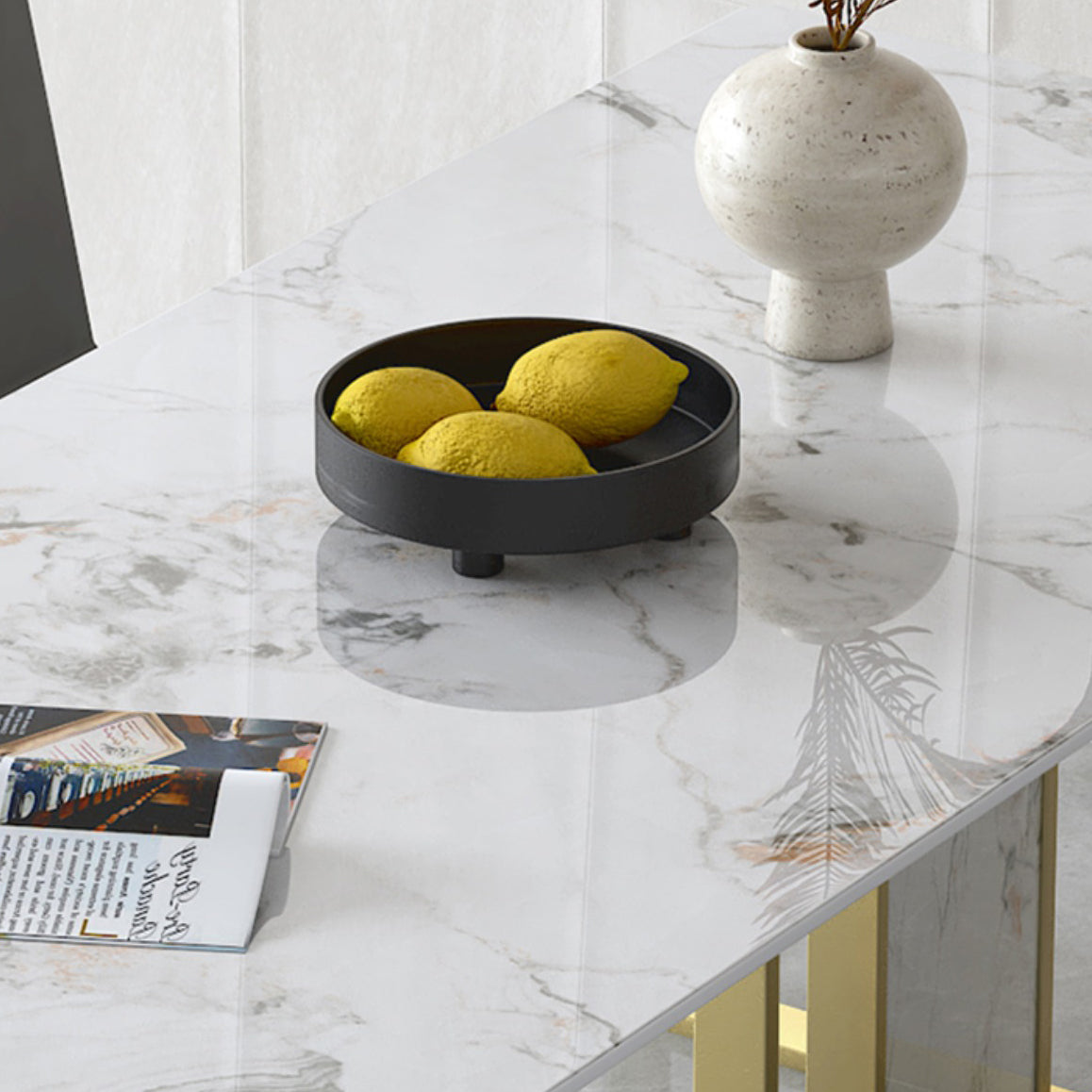 Glam Style Dinette Set 1/5/7 Pcs Dining Set with Rectangle Stone Table