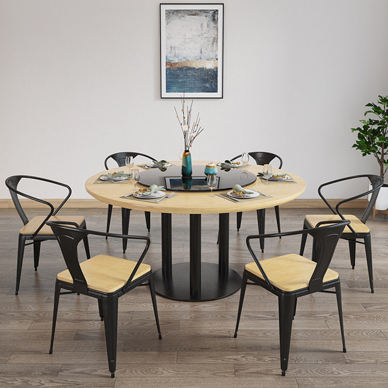 Round Solid Wood Dining Set 1/4/7 Pieces Dinette Set for Kitchen