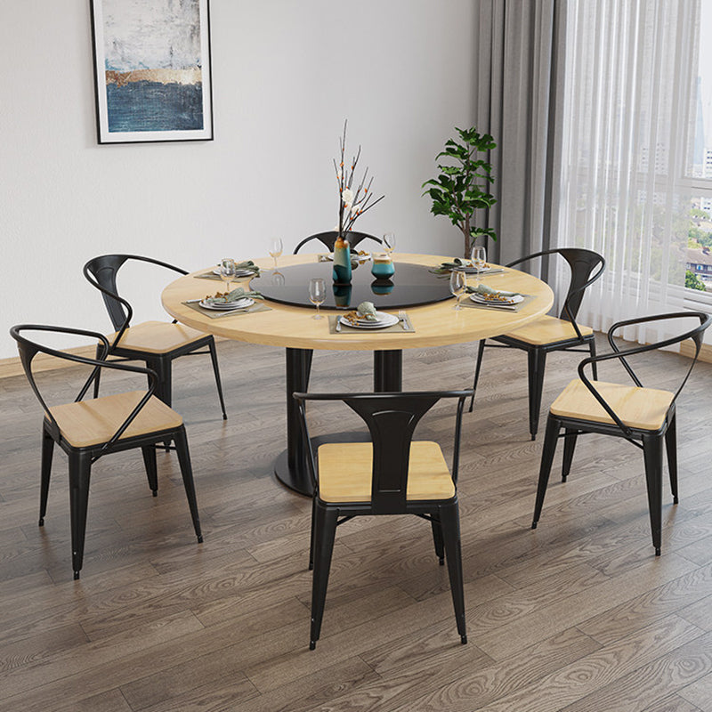 Round Solid Wood Dining Set 1/4/7 Pieces Dinette Set for Kitchen