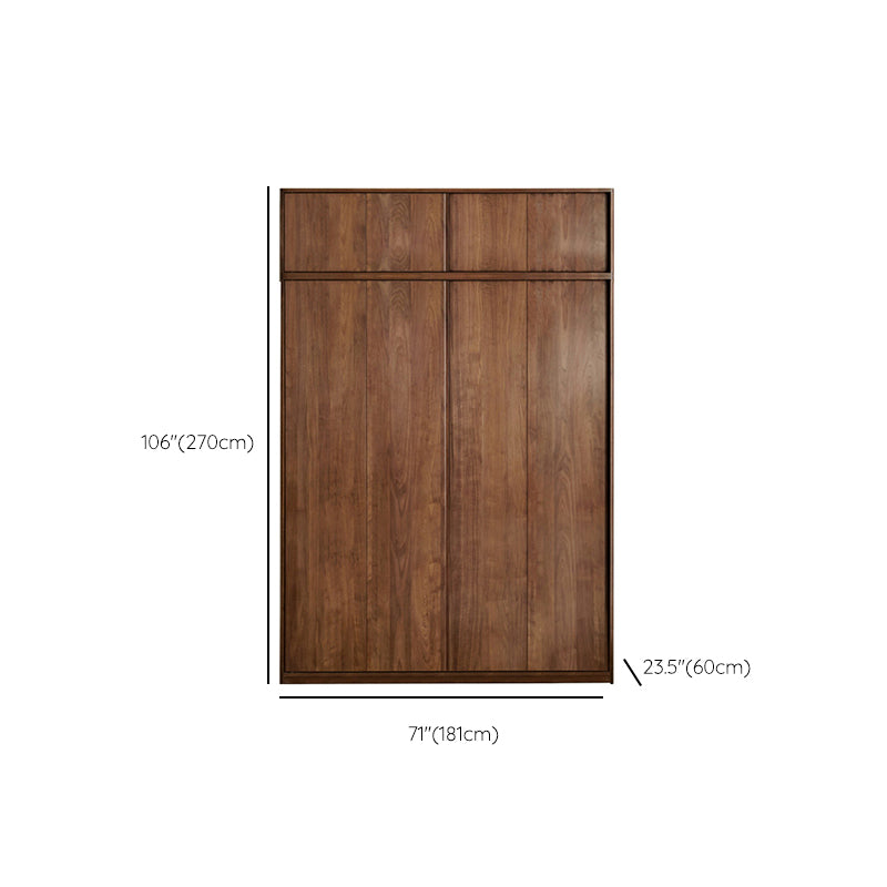 Walnut Solid Wood Wardrobe Freestanding Wardrobe with Sliding Doors