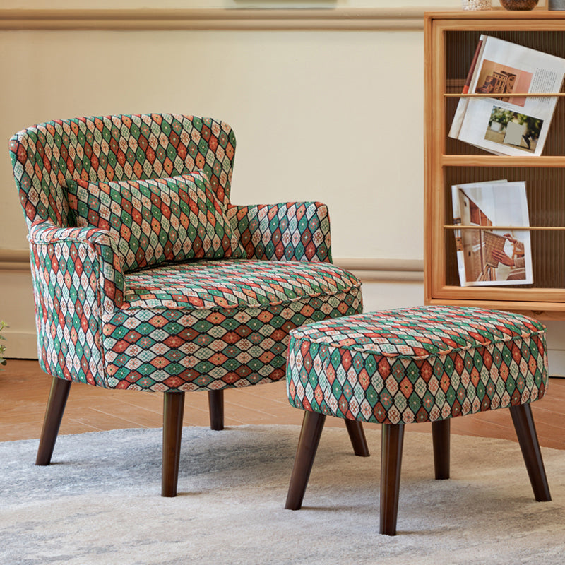 Fixed Back Accent Room Chair Arms Included Lounge Accent Chair with Pillow