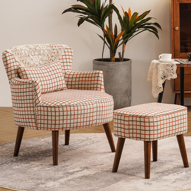 Fixed Back Accent Room Chair Arms Included Lounge Accent Chair with Pillow