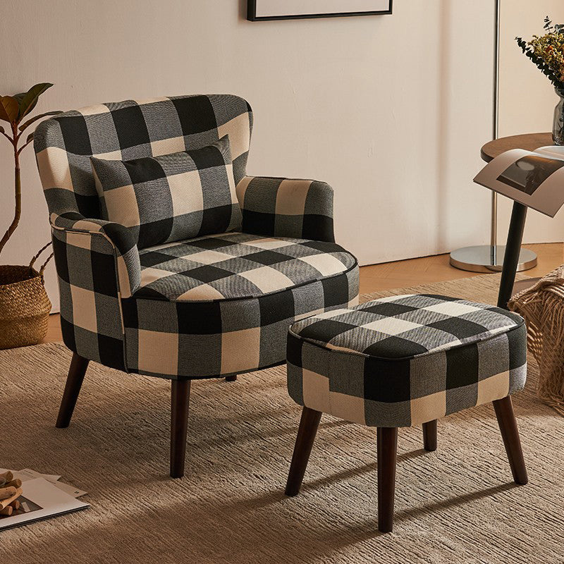 Fixed Back Accent Room Chair Arms Included Lounge Accent Chair with Pillow