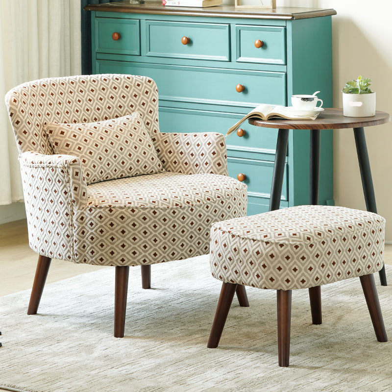 Fixed Back Accent Room Chair Arms Included Lounge Accent Chair with Pillow